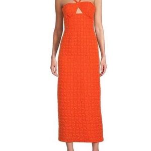 ANTONIO MELANI Orange Strapless Textured Maxi Dress
